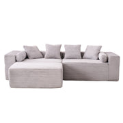 Divano modulare chaise longue - componibile e senza montaggio - grigio - 266×110×60 cm