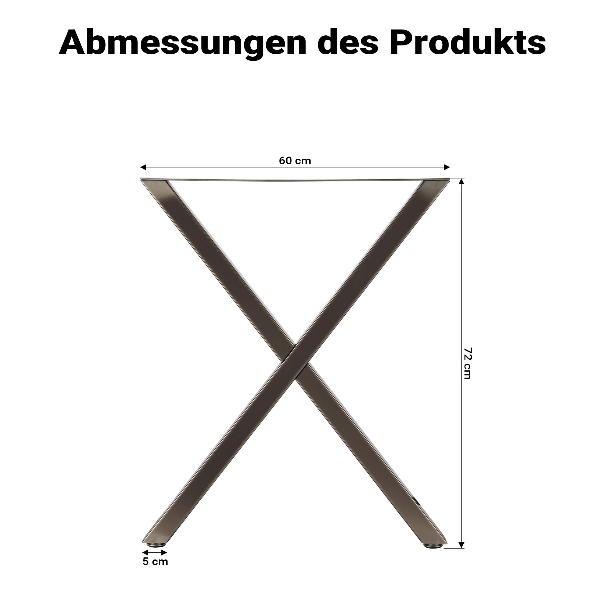 Base per tavolo 72x60 cm con gambe tavolo a forma di X acciaio verniciato