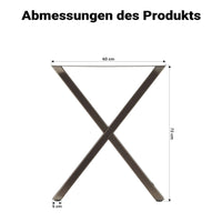 Base per tavolo 72x60 cm con gambe tavolo a forma di X acciaio verniciato