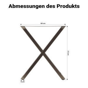 Base per tavolo 72x60 cm con gambe tavolo a forma di X acciaio verniciato