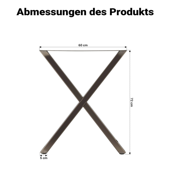 Base per tavolo 72x60 cm con gambe tavolo a forma di X acciaio verniciato