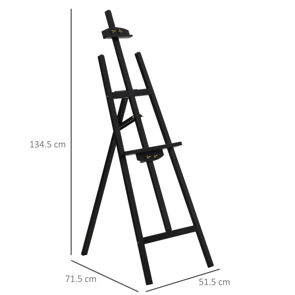 Cavalletto per Dipingere ¨C zephmum ¨C Legno di Pino Regolabile, Pieghevole, Nero, 135 cm