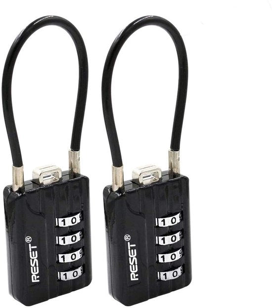 Reset-200 4-digitale combinatie con 10 cm cavo di acciaio, serratura a sicurezza alta, idonea per bagagli, zaini da combattimento, casse degli strumenti, caschi, 2-pack