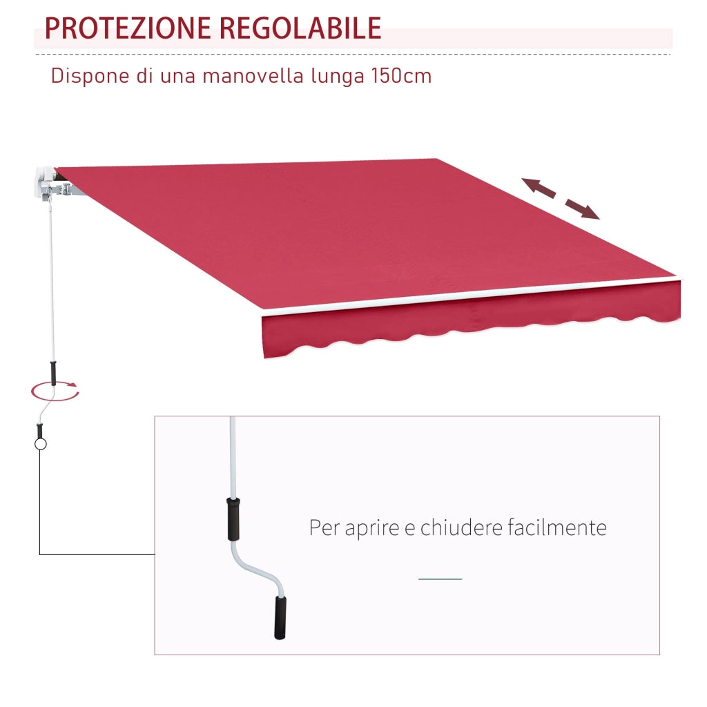 Tenda da Sole Avvolgibile a Parete 4x2.5m in Poliestere Rosso Scuro