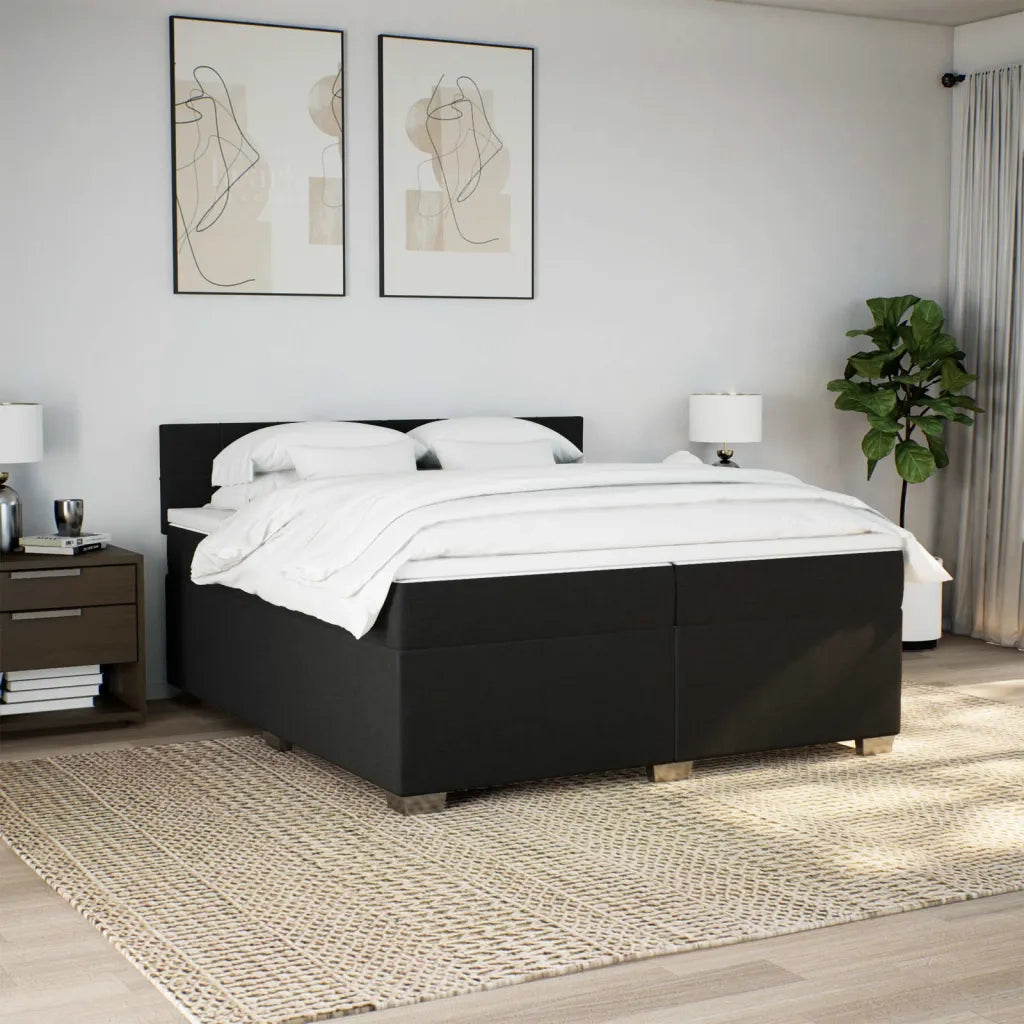Giroletto a Molle con Materasso Nero 200x200 cm in Tessuto 3285997