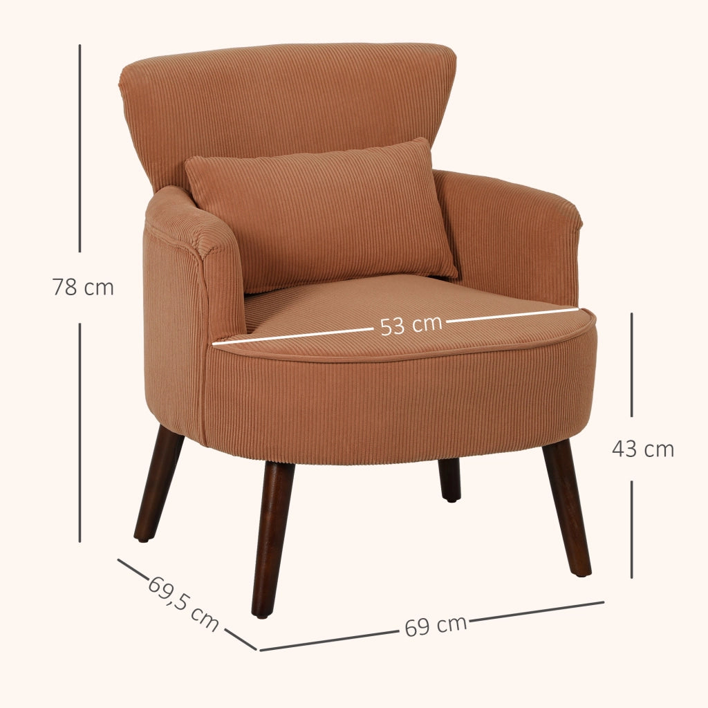 Poltrona imbottita con cuscino lombare e gambe in legno ¨C Zephmum ¨C Arancione