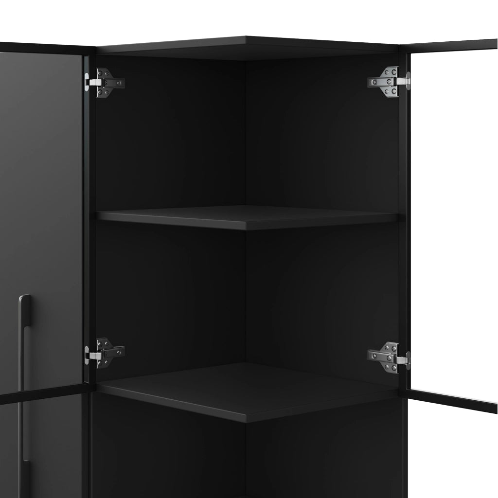 Vetrina in vetro 70×38×160 cm con ripiani estraibili, LED multicolore, MDF e vetro, colore nero