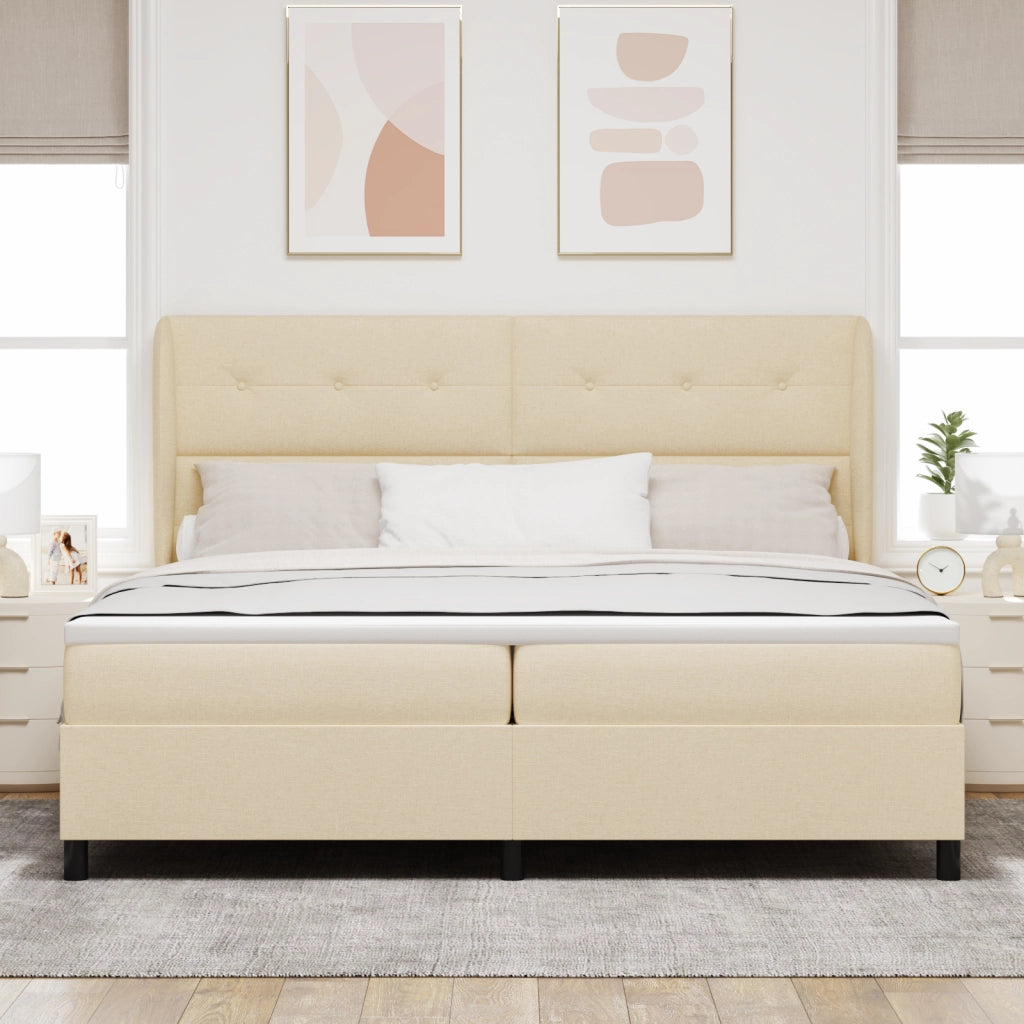 Letto a Box con Materasso - Panna, 200x200 cm Tessuto
