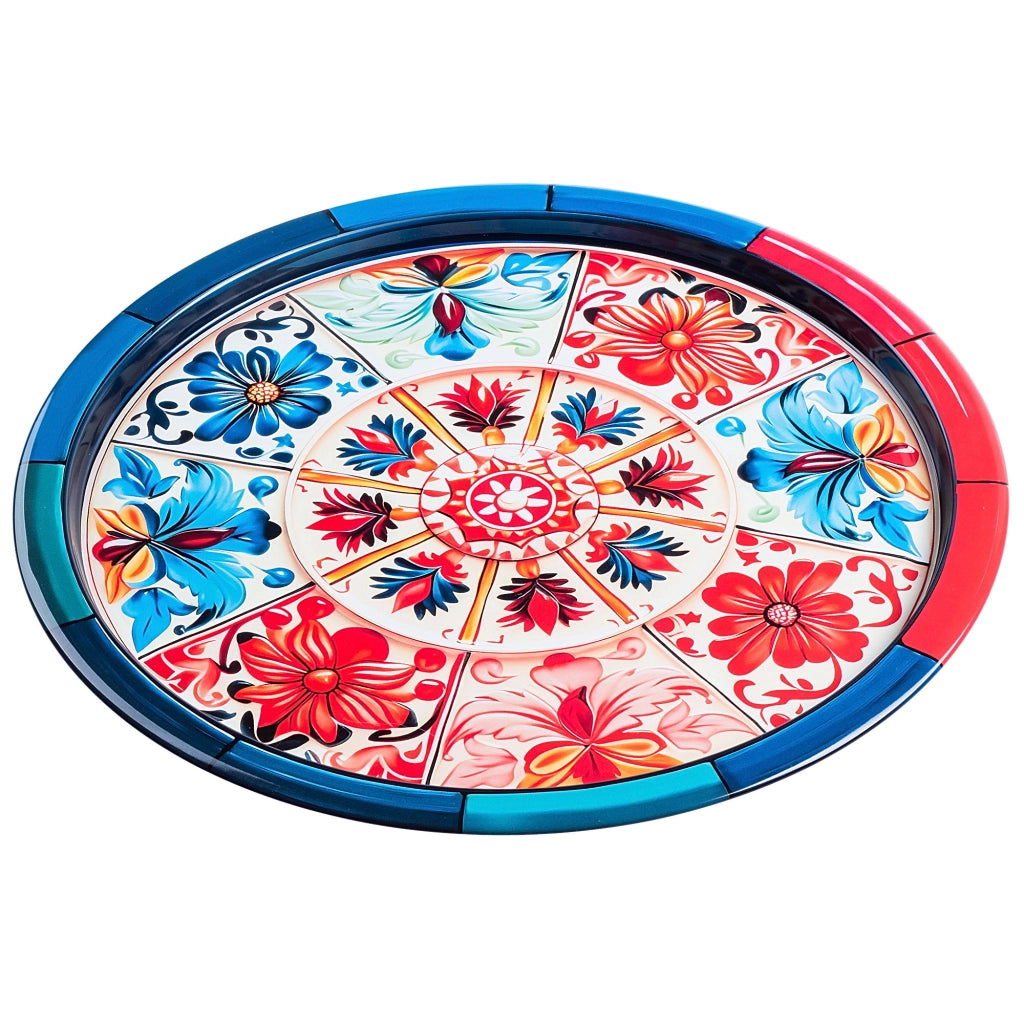 Vassoio decorativo rotondo KADAX con mosaico in metallo, grande 32,5 cm