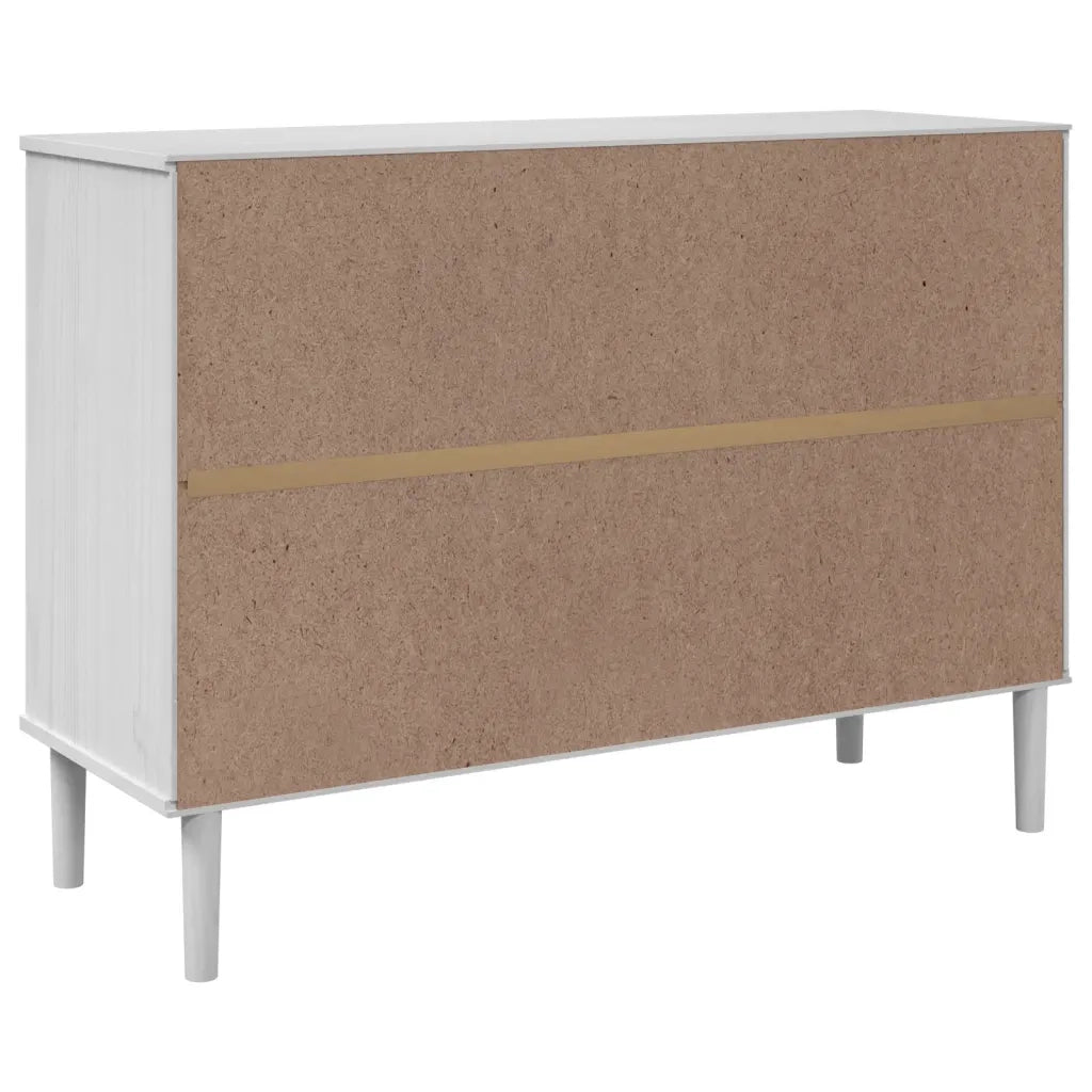 Credenza-Buffet-Armadio da cucina SENJA Aspetto Rattan Bianco 112x40x80 cm Massello Pino 167312