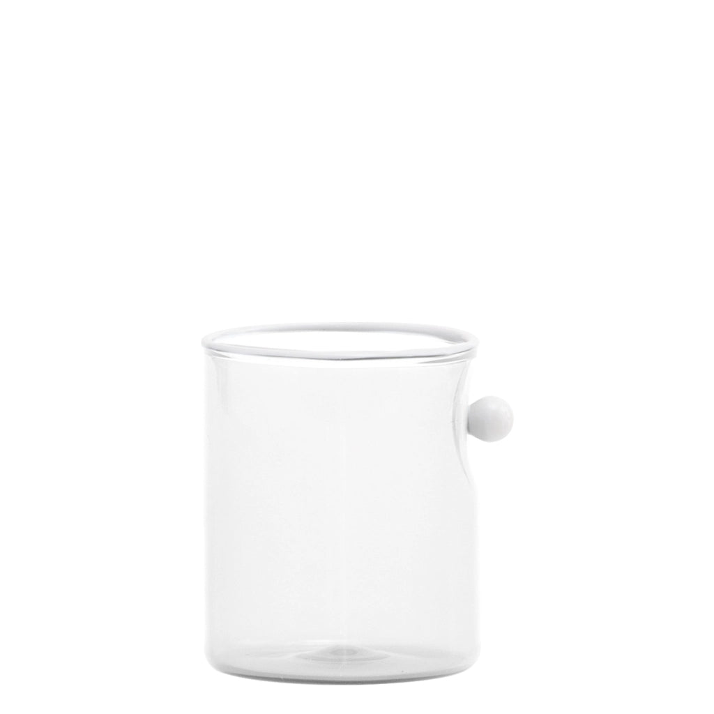 Zafferano Tumbler Oyster Set 4 Bicchieri in Vetro Borosilicato Soffiato a Mano con Perla Bianca Decorativa, Design Moderno e Trasparente