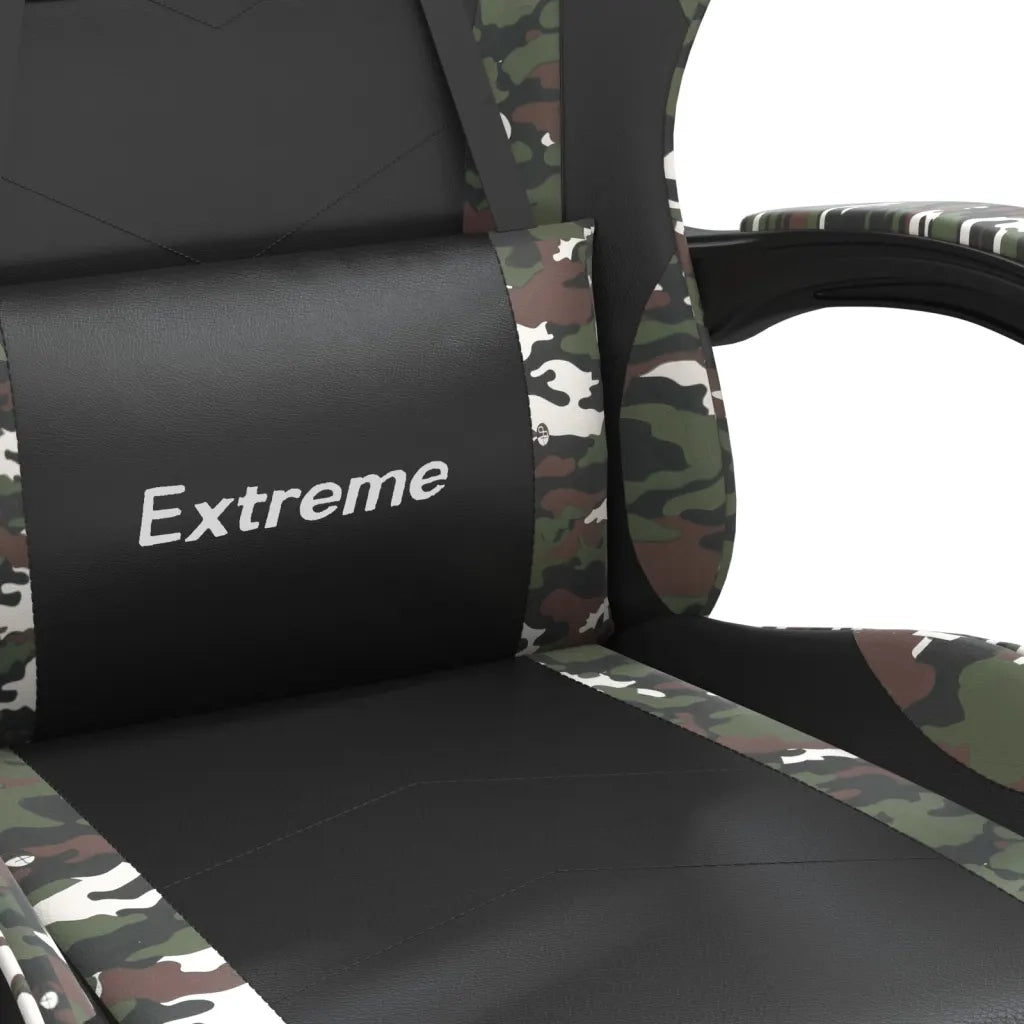 vidaXL Sedia da Gaming con Poggiapiedi Nero e Mimetico in Similpelle