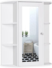 Armadietto al Muro con Specchio, Armadietto dei Medicinali Moderno, Organizer Bagno con Mensole, Ideale per Lavanderia Camerino e Salone, 60 x 16,5 x 70,5 cm (Bianco)