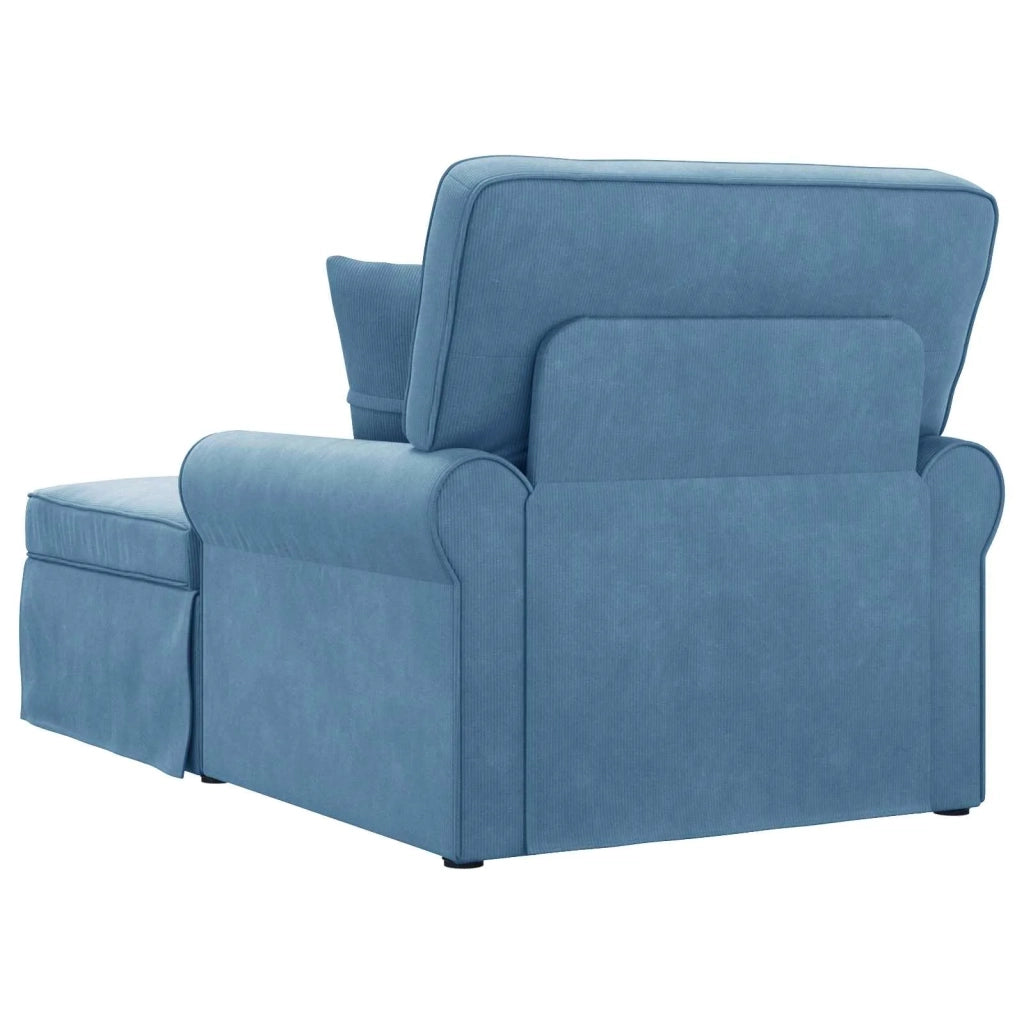 Chaise Longe con Gonna con cuscino 3 pz Blu Tessuto in Cords CFW6190751