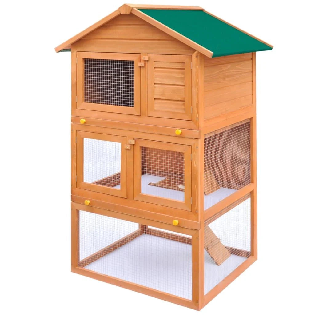 Gabbia/recinto da esterno 80 x 71 x 160 cm per piccoli animali 3 livelli legno 02_0000619