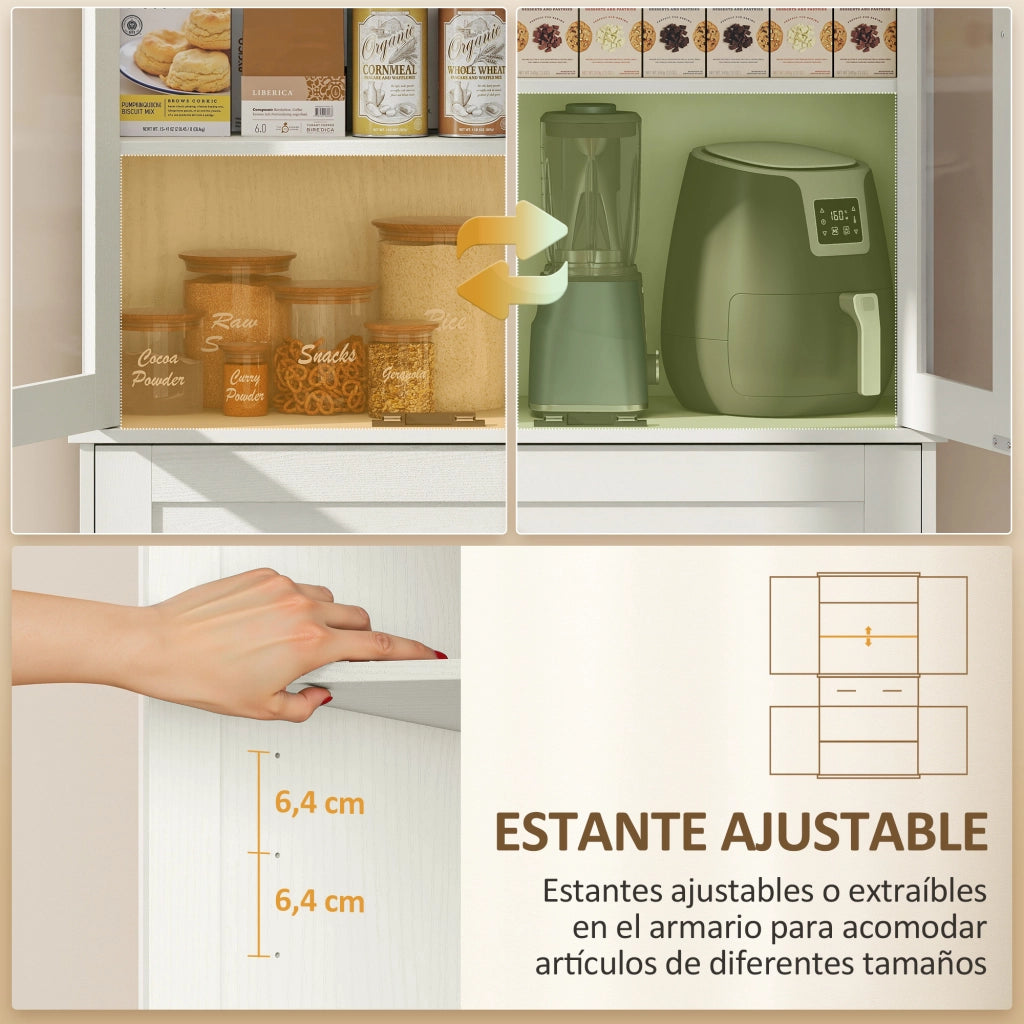 Mobile da Cucina con Ante in Acrilico e Cassetto ¨C Zephmum ¨C 76x40x182,5 cm Crema