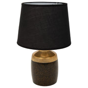 Lampada da tavolo in ceramica nera e oro, 13,5x13,5x24,5 cm