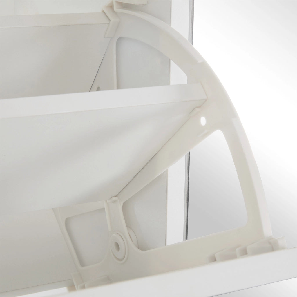 Mobile portascarpe con specchio, 4 vani contenitore estraibili, ripiani regolabili, bianco, 80x24x147 cm