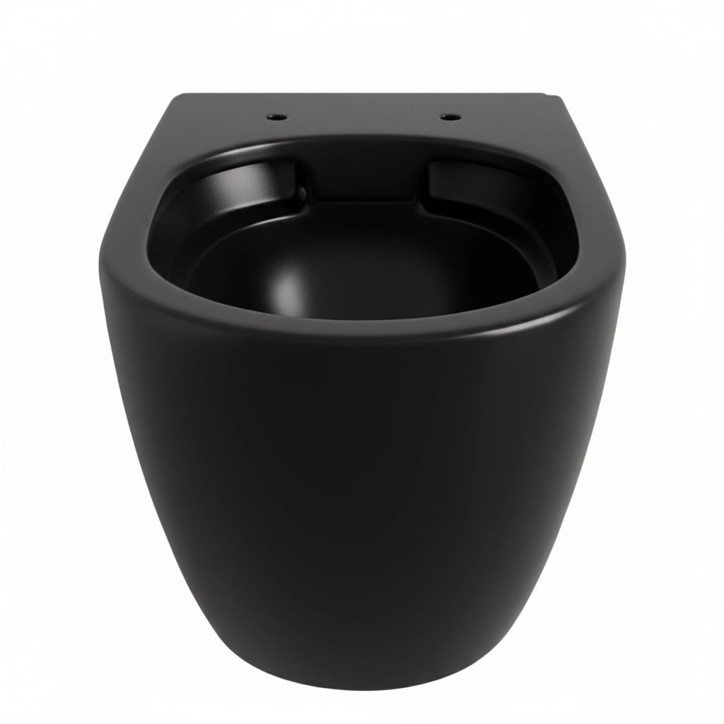 Coppia Sanitari Vaso WC Filomuro Filo Muro Rimless Tornado Flush Senza Brida Bidet Design Moderno Ceramica Copriwater Soft Close Nero Opaco