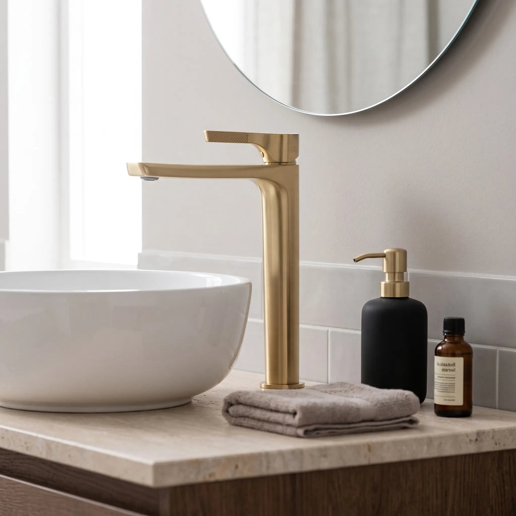 Rubinetto Da Lavabo Premium Rea Maxim Brush Gold High