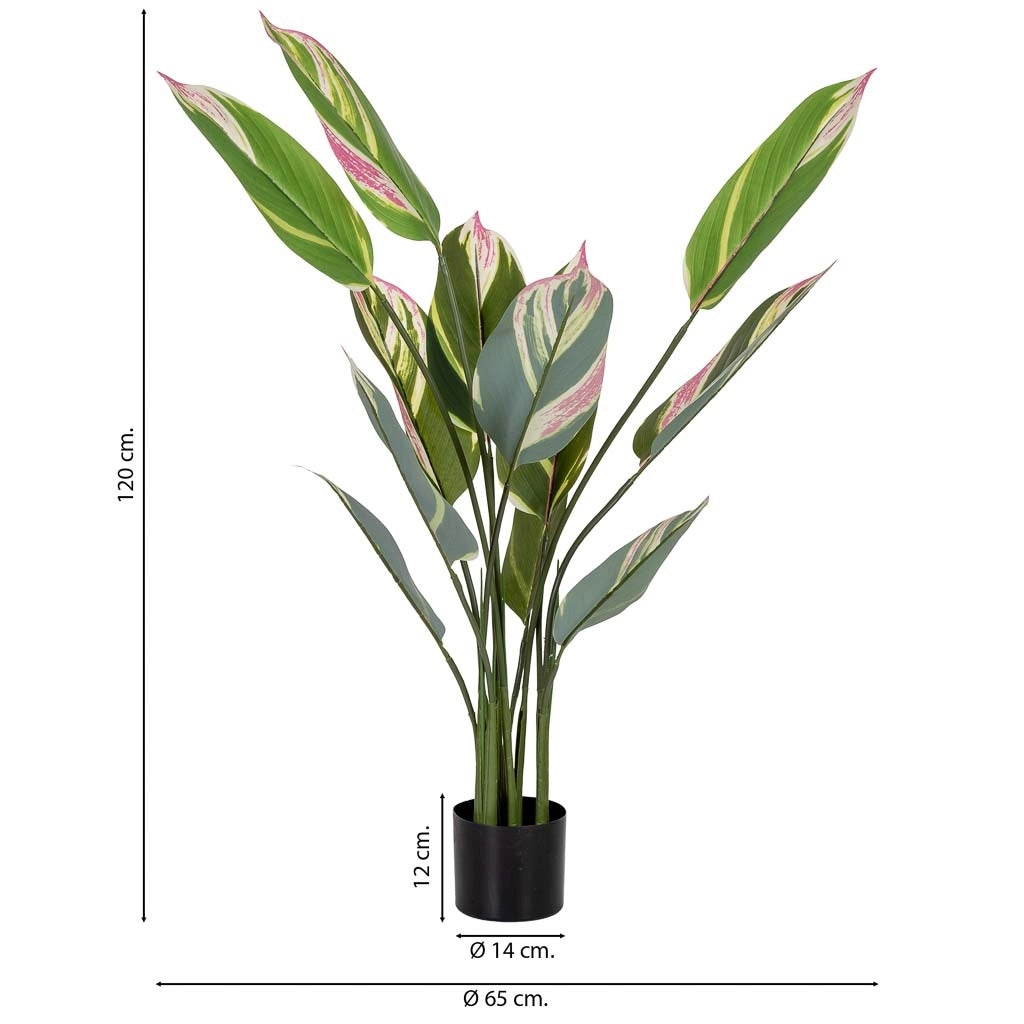 Pianta artificiale decorativa verde con 12 foglie verde 65x65x120