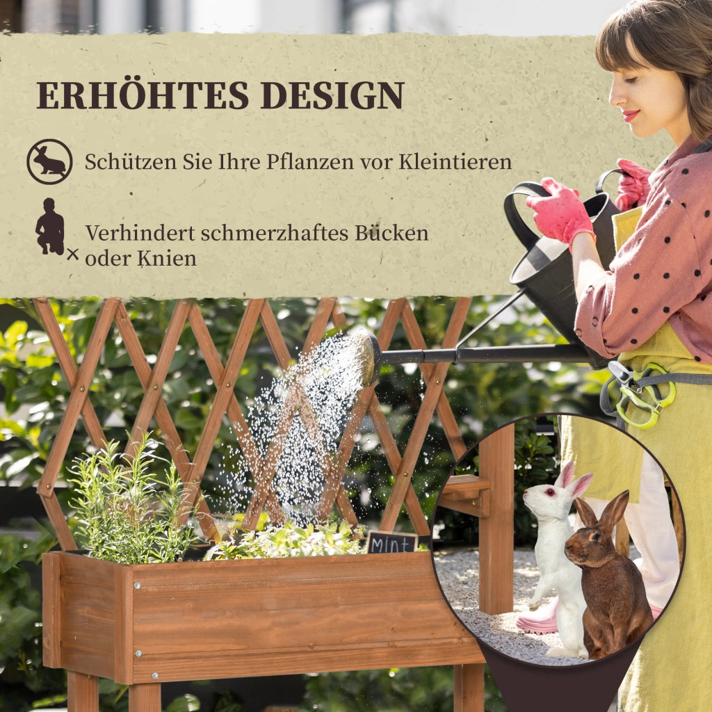 Hochbeet con spalier e scaffale ¨C zephmum ¨C legno massello marrone 79x29x130 cm