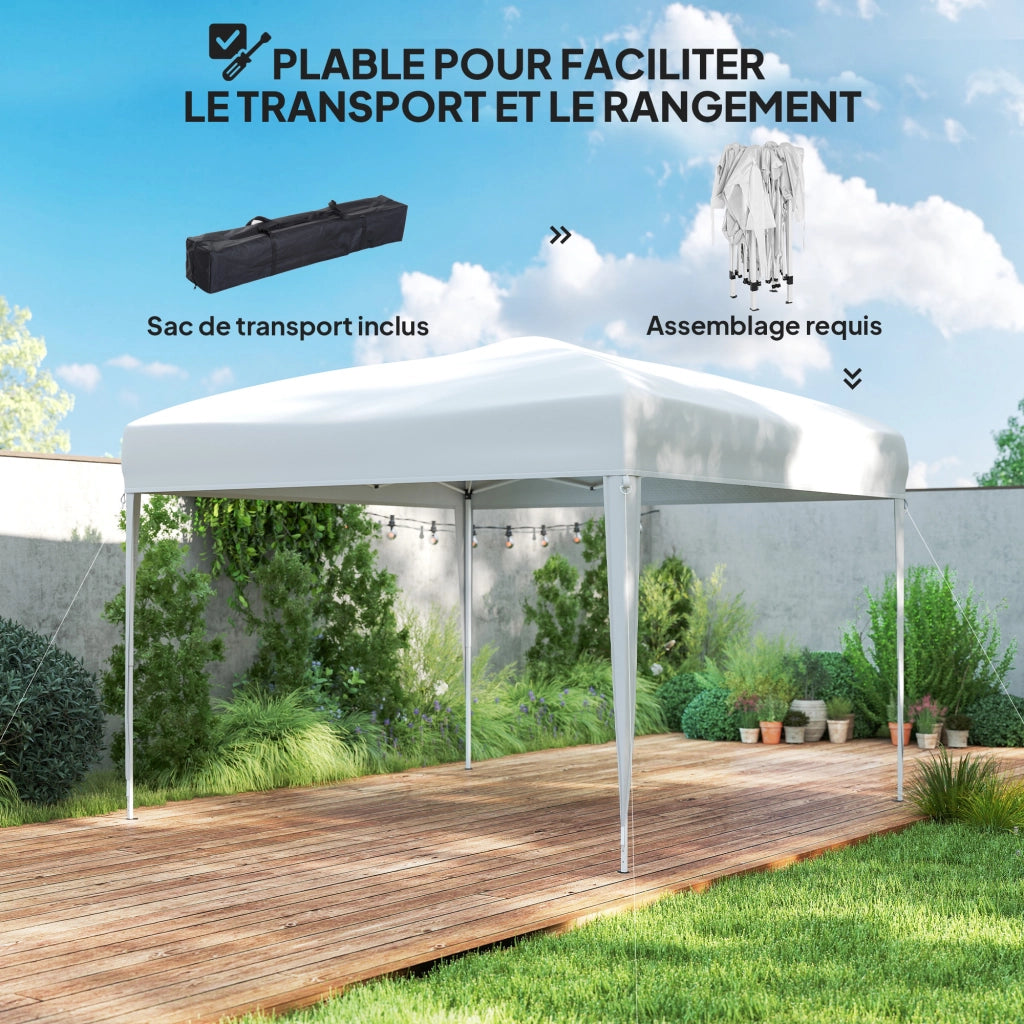 Gazebo Giardino Pieghevole 3x3m ¨C zephmum ¨C Oxford Bianco Acciaio