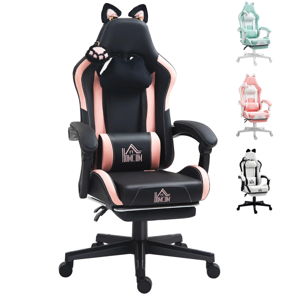 Sedia da Gaming Reclinabile con Poggiapiedi e Schienale Regolabile ¨C Zephmum ¨C Nero