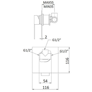 Rubinetto Miscelatore Monocomando Doccia ad Incasso in Ottone Mariani Polar Cromato