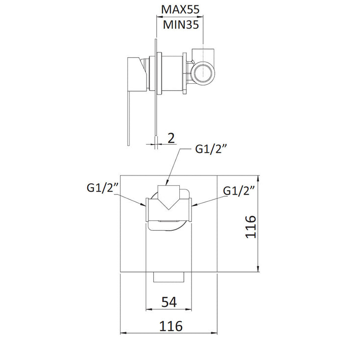 Rubinetto Miscelatore Monocomando Doccia ad Incasso in Ottone Mariani Polar Cromato