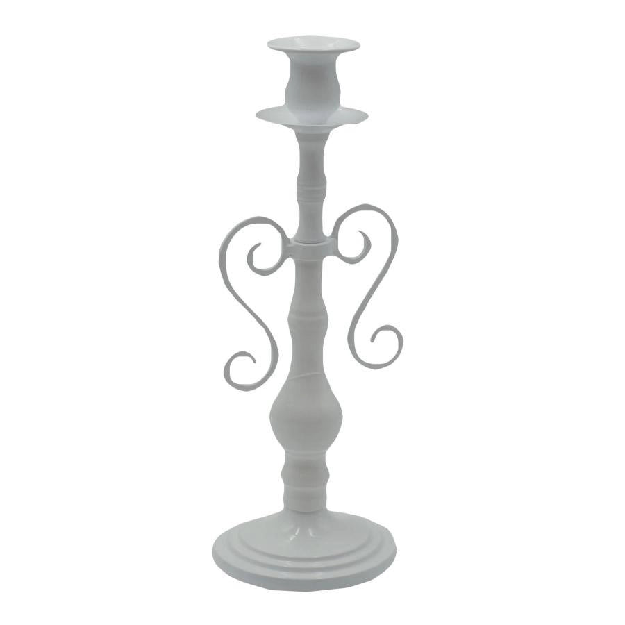 Portacandele candelabro metallo bianco 1 posto cmø11h30,5