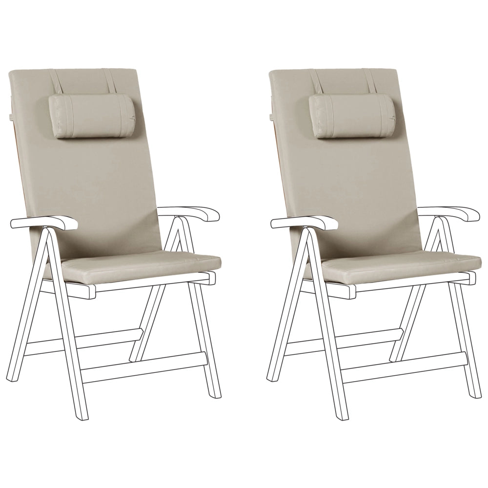 Set di 2 cuscini per sedie da giardino Cuscino per schienale in poliestere tortora Design moderno Cuscino per esterni