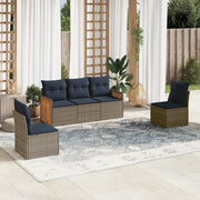 Set Divani da Giardino 5 pz con Cuscini Grigio in Polyrattan 3227531