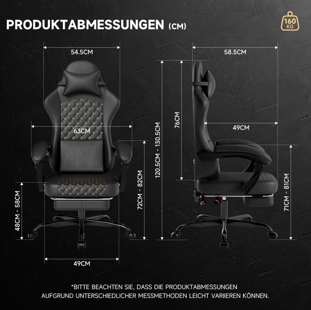 Sedia gaming ergonomica nera con poggiapiedi estraibile