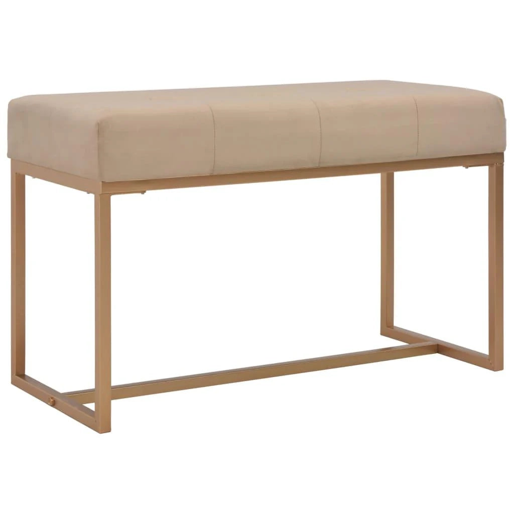 Panca pouf sgabello arredo panca 80 cm velluto beige 3002049
