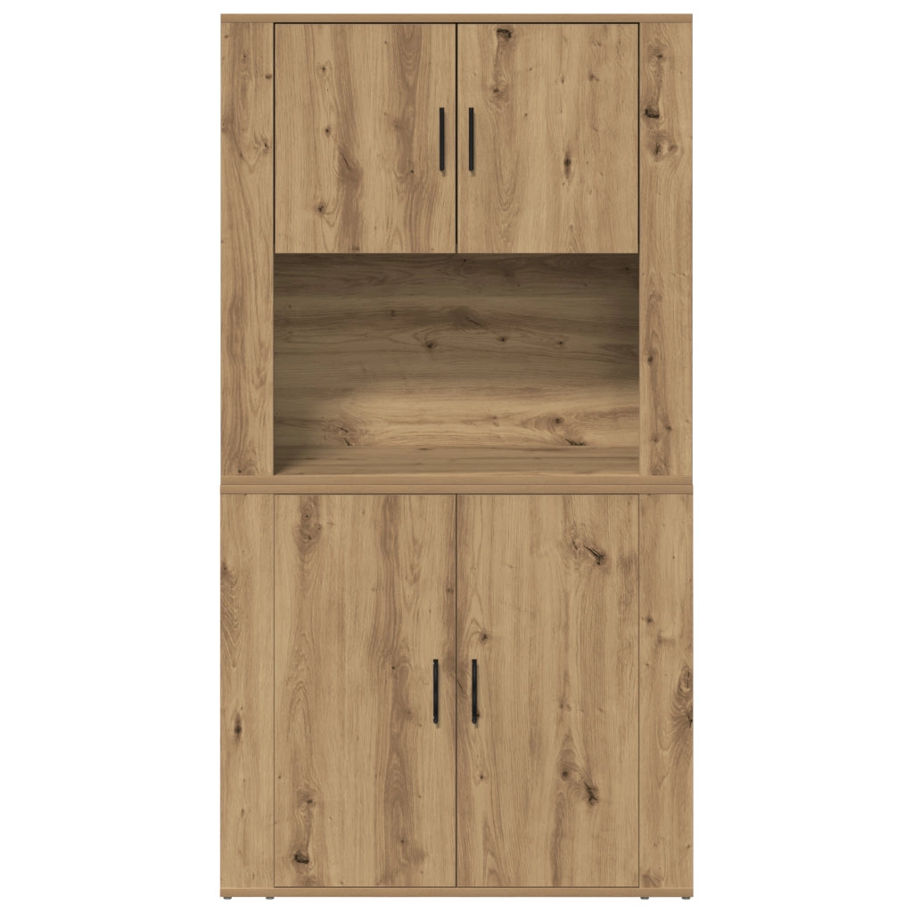 Highboard in rovere artigianale 80x33x150 cm in legno ingegnerizzato