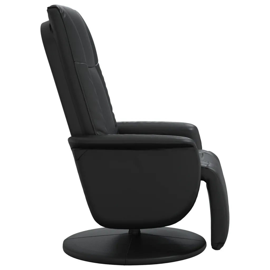 Poltrona Reclinabile con Poggiapiedi Nera in Similpelle 356509
