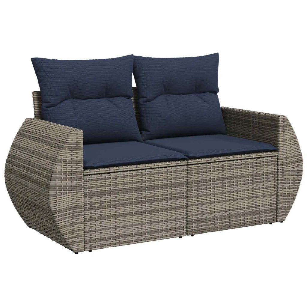 Set di divani 5 pz Grigio e Blu Navy Rattan sintetico e Acciaio 3447899