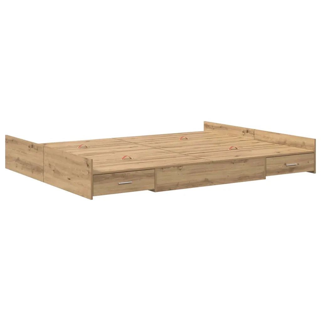 Struttura letto con contenitore Rovere artigianale 150 x 200 cm 3335292