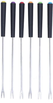 Fonduta - Set di 6 Vork - Acciaio Inossidabile - Lunghezza 23 cm - Resistente alla Corrosione - Adatto per Fonduta di Cioccolato/Frutta/Caseus - Peso Leggero 79 g - Set di Vork