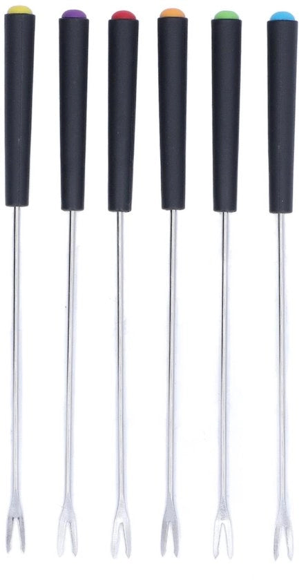 Fonduta - Set di 6 Vork - Acciaio Inossidabile - Lunghezza 23 cm - Resistente alla Corrosione - Adatto per Fonduta di Cioccolato/Frutta/Caseus - Peso Leggero 79 g - Set di Vork
