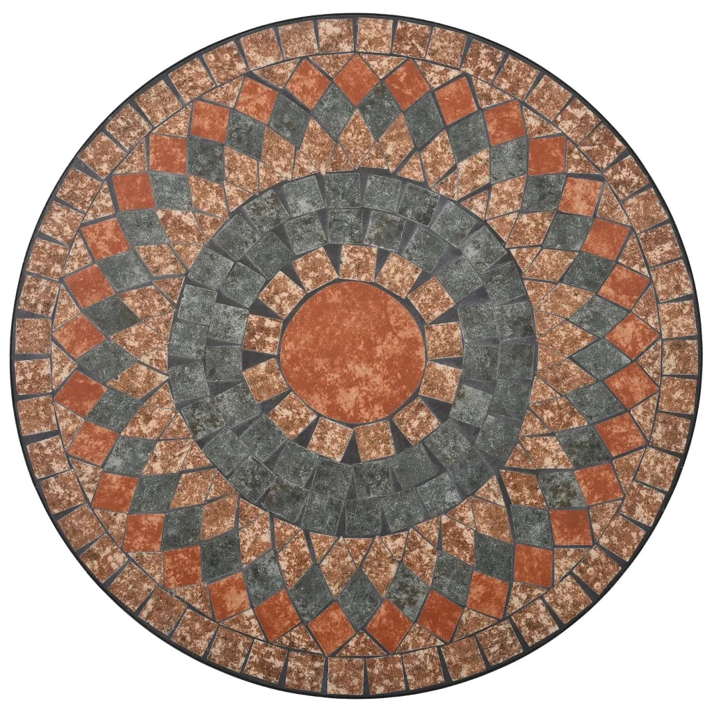 Tavolino da Bistrot-Tavolino da soggiorno-Tavolo con Mosaico Arancio/Grigio 60cm in Ceramica