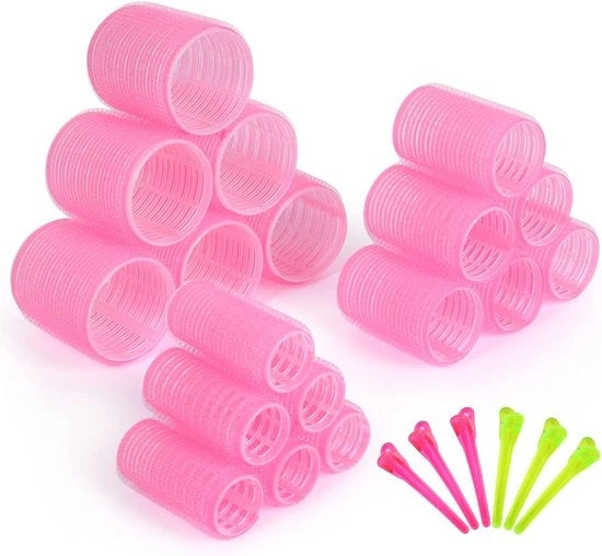 Kit di stili per capelli, 18 pezzi, con 16 pezzi di spille per capelli, grandi, medie e piccole rolo per capelli per capelli lunghi e corti, strumenti per la styling dei capelli DIY (25 mm, 36 mm, 48 mm)