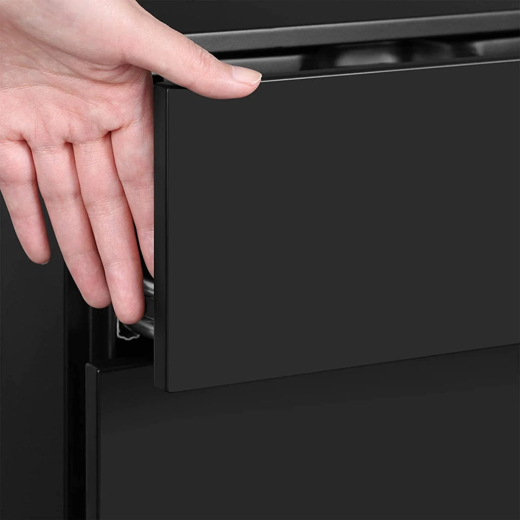 Cassettiera per ufficio su ruote con 3 cassetti e schedario sospeso 30 x 45 x 60 cm armadio per ufficio con serratura per archivi e documenti corpo dell'armadio preassemblato nero 12_0004808