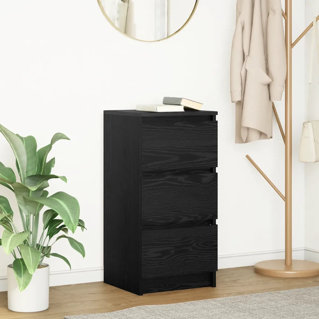 Credenza Rovere Nero 37,5x35x76 cm in Legno Multistrato
