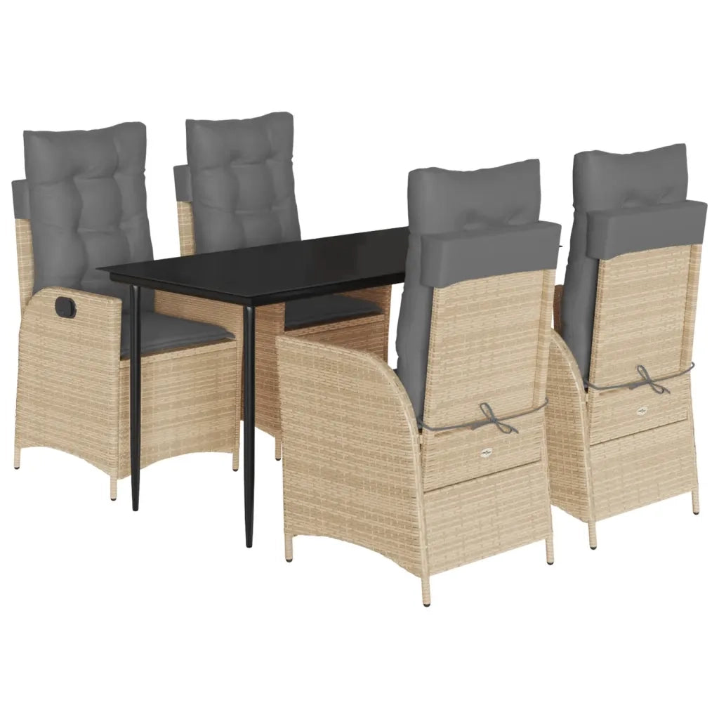Set da Pranzo da Giardino 5 pz con Cuscini Beige in Polyrattan 3213257