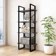 Libreria a 4 Ripiani-Scaffale per Libri-Mobile di Stoccaggio Grigia 60x30x140 cm in Massello di Pino