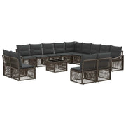 Set Divano da Giardino 14 pcs Grigio polyrattan