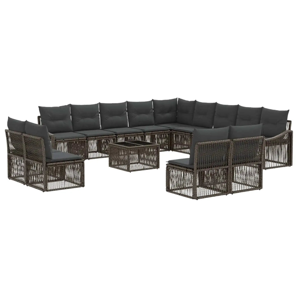 Set Divano da Giardino 14 pcs Grigio polyrattan