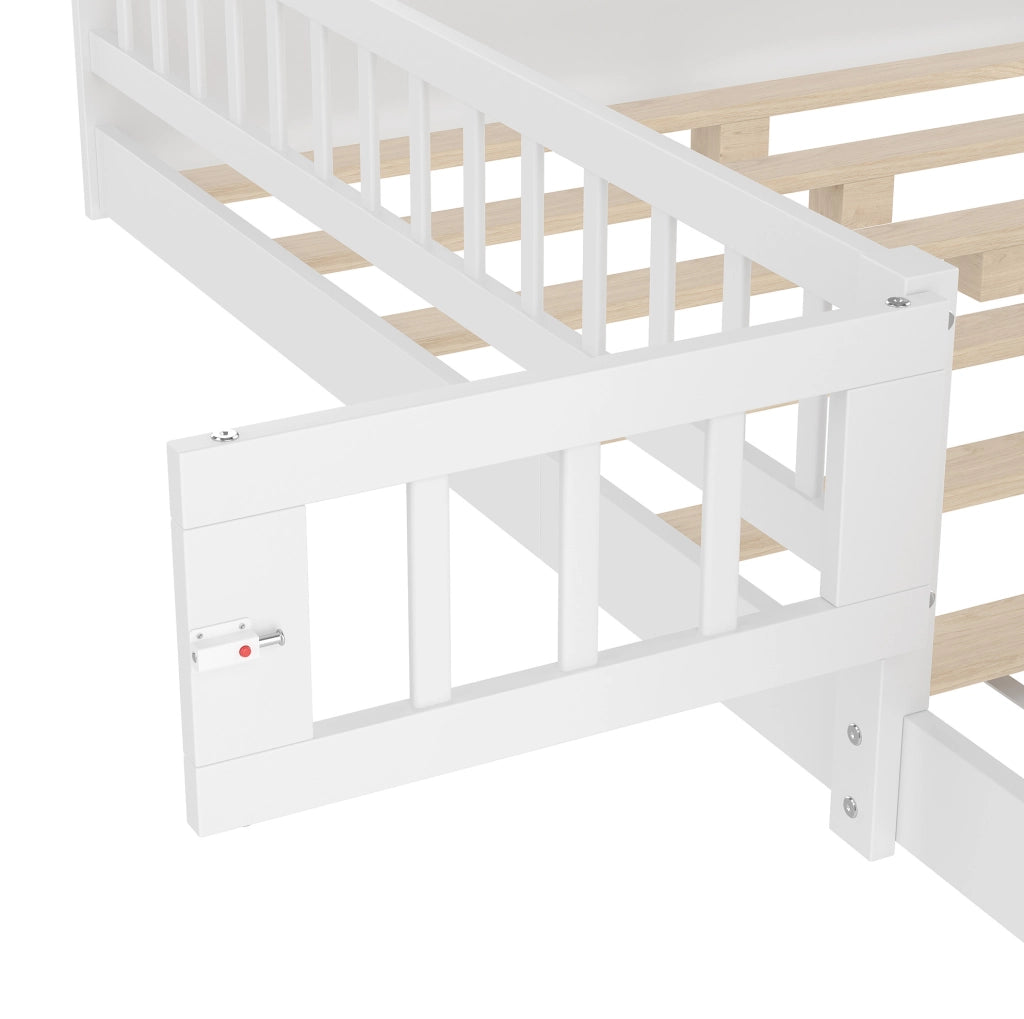 LETTO Bambino 140x200 cm Pino Bianco con ripiani e porta apribile